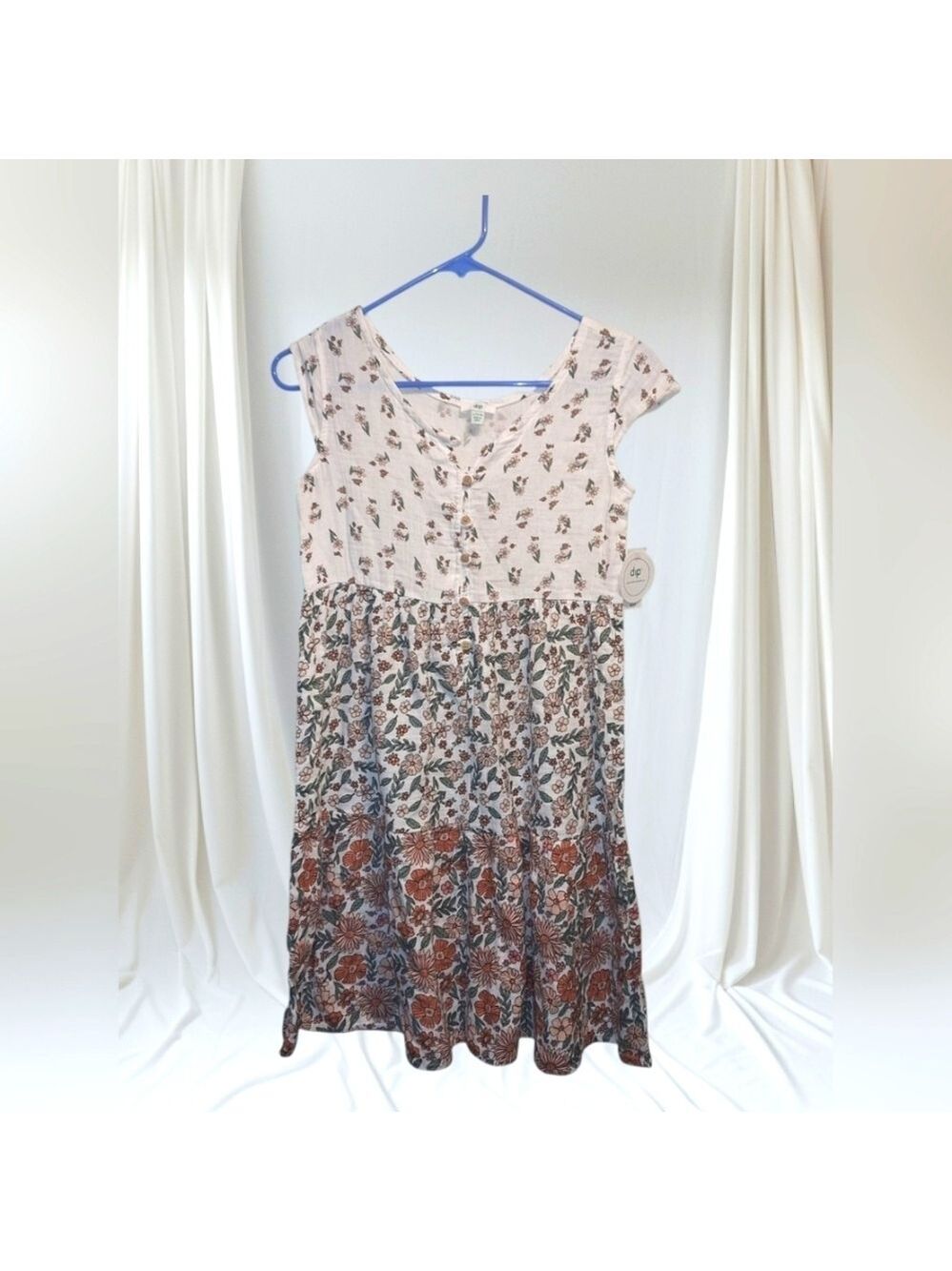 Dip Girl Floral Dress Cap Sleeve Large